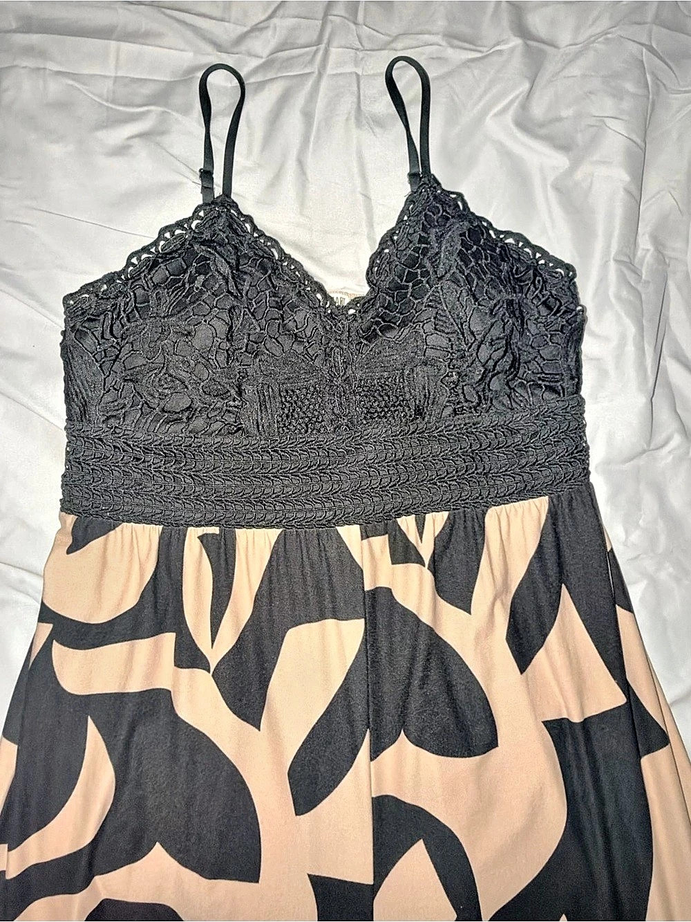 Derek Heart Abstract Maxi Dress Black & tan Size 1X Like New